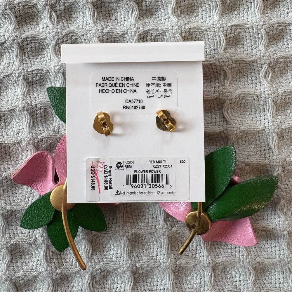 Kate Spade Pink and Red Flower Earrings - Picture 2 of 2
